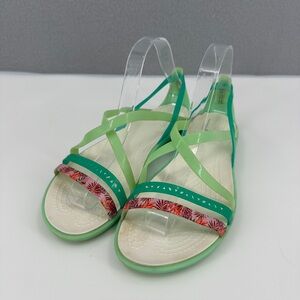 Crocs Isabella Strappy Jelly Slip On Sandals Womens 10 Green Flats Shoes 205150